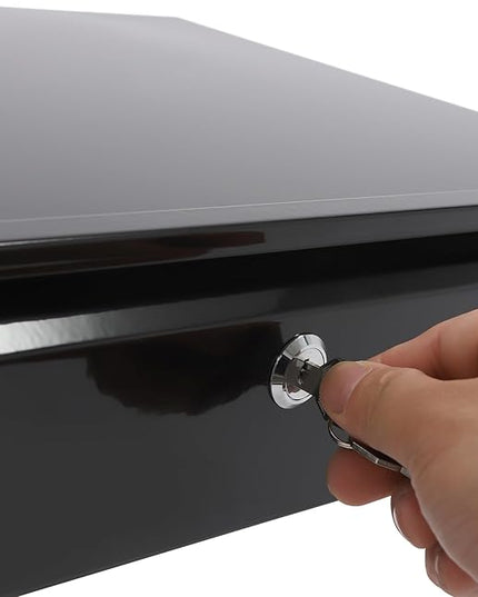 17.7" Under Desk Storage Drawer, Locking Design Black Sliding Pull-Out Drawer for Sit Stand Workstation