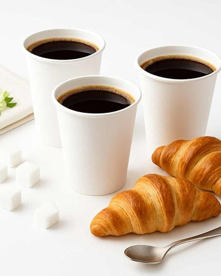 360 Count Pack 12 oz Disposable Paper Coffee Cups, Hot & Cold Drink Cups for Coffee, Tea, Juice, Leak-Proof Food Safe White Paper Cups for Home, Office, Cafes, Travel,