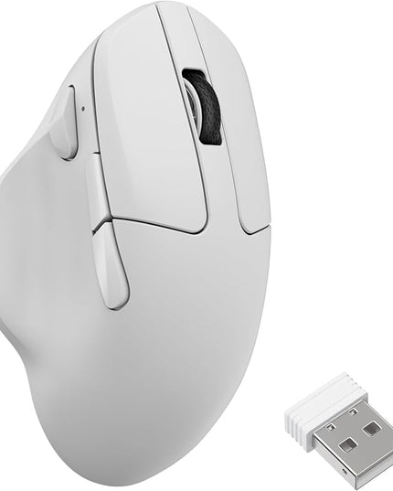 Keychron M7 8K Wireless Mouse, 30K DPI Optical Computer Mice, 2.4 GHz/Bluetooth/Wired with Macro Button 66g Lightweight Ergonomic, Up to 140 Hours Worktime for Laptop macOS/Windows - White