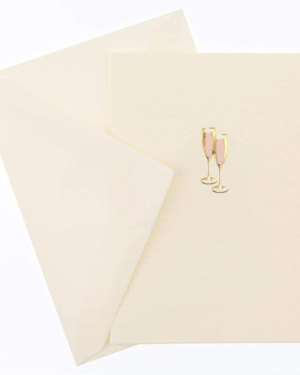 Graphique Pink Champagne La Petite Presse Boxed Notecards - 10 Embellished Gold Foil Champagne Blank Cards with Matching Envelopes, 3.25" x 4.75"