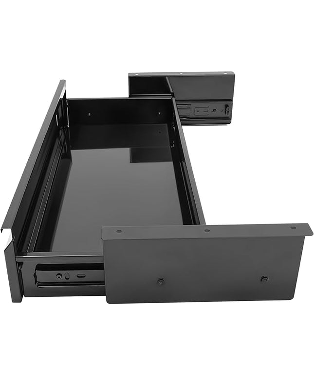 22" Under Desk Drawer Slide Out For Office Desk, Storage Organizer For Sit Stand Workstation, Black
