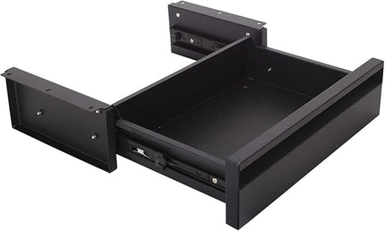 POPMOON Under Desk Drawer For Desk 13.8 * 8.8 * 3.5 in, Pull out Storage Organizer with Slide Extension Mounted Under Flat Wooden Table or Workbench, Carbon Steel Hidden Desk Drawer