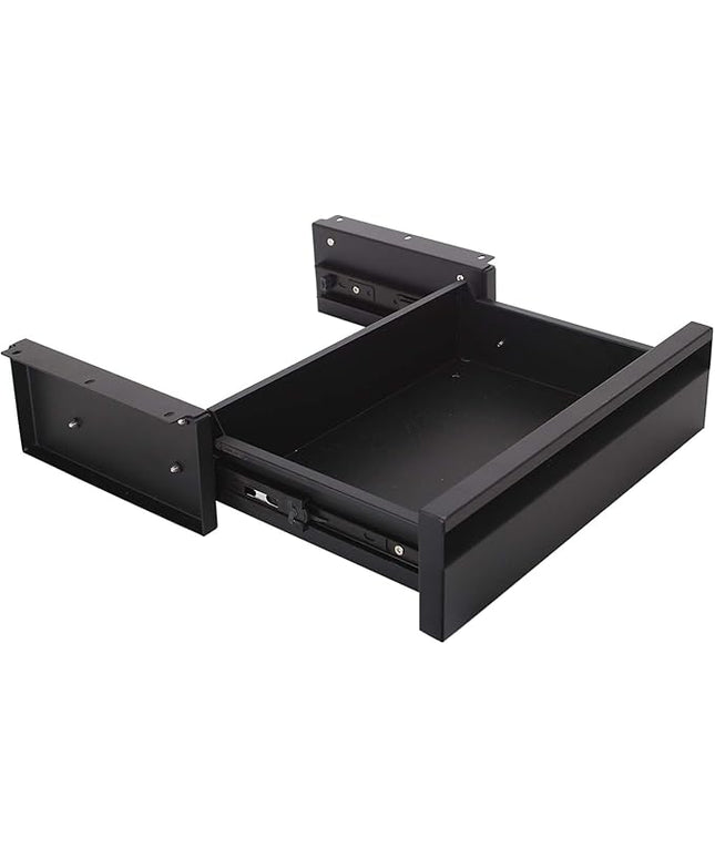 POPMOON Under Desk Drawer For Desk 13.8 * 8.8 * 3.5 in, Pull out Storage Organizer with Slide Extension Mounted Under Flat Wooden Table or Workbench, Carbon Steel Hidden Desk Drawer