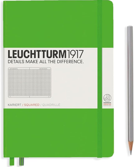 LEUCHTTURM1917 - Notebook Hardcover Medium A5-251 Numbered Pages for Writing and Journaling (Fresh Green, Squared)