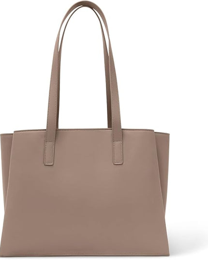 Work Tote Bags for Women 14 Inch - Work Bag Laptop Bag with Zip Compartments - Large PU Leather Office Computer Briefcase