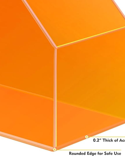 Acrylic Magazine Rack Desk File Holder Organizer for Office Desktop Vertical Magazine Storage Box, 12 x 10 x 5'', Neon Orange