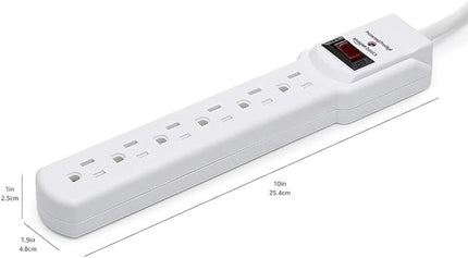 Amazon Basics Surge Protector Power Strip, 6-Outlet with 200J Protection, Circuit Breaker, LED Indicator, On/Off Switch, Wall-Mounting, 2ft Extension Cord, White, 2-Pack