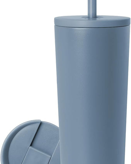 Simple Modern Insulated Tumbler with Lid and Straw | Iced Coffee Cup Reusable Stainless Steel Water Bottle Travel Mug | Gifts for Women Men Her Him | Classic Collection | 24oz | Blue Dune