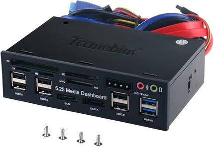TCC-QL5E 5.25 Inch PC Multifunction Dashboard Media Front Panel, with SATA e-SATA Dual USB 3.0 6 Port USB 2.0 Audio Ports and Five-in-one Card Reader