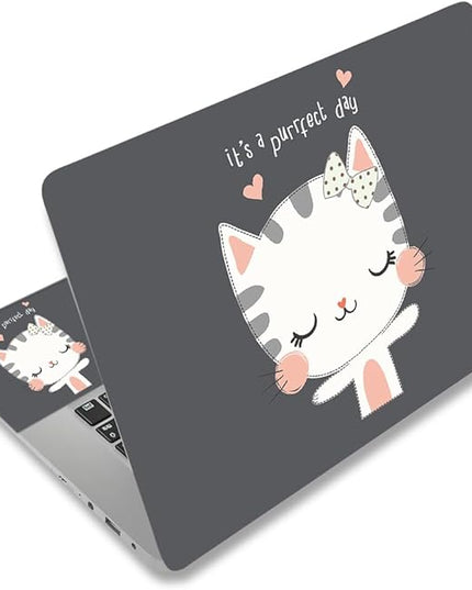 Laptop Skin Sticker Decal,12" 13" 13.3" 14" 15" 15.4" 15.6 inch Laptop Vinyl Skin Sticker Cover Art Protector Notebook PC (2 Wrist Pad Skins Included), Decorative Waterproof Removable, Cute Cat