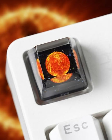 Sun Artisan Keycap R1 SA Profile Custom Solar System Planets Keycaps 1U ESC Handmade Resin Gaming Galaxy Key Cap Cherry MX Switch Compatible Mechanical Keyboard Space Lover Gift