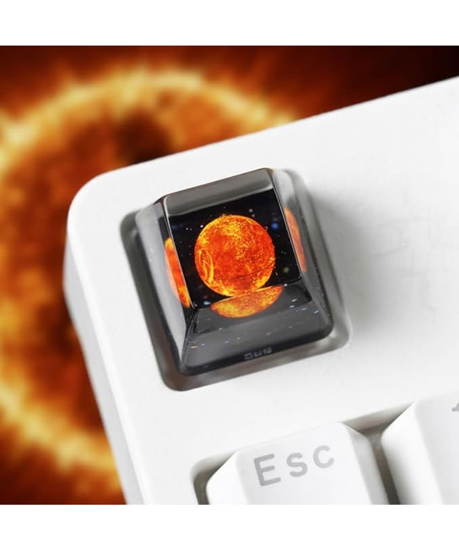 Sun Artisan Keycap R1 SA Profile Custom Solar System Planets Keycaps 1U ESC Handmade Resin Gaming Galaxy Key Cap Cherry MX Switch Compatible Mechanical Keyboard Space Lover Gift