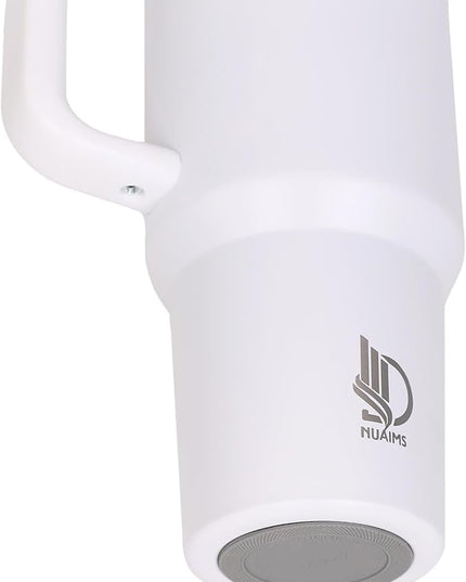 40oz Insulated Tumbler with Handle, Leakproof Straw Lid & Carry Handle - Double Wall Vacuum Insulation Keeps Ice 24 Hours, BPA Free Stainless Steel Water Bottle (Grayish)