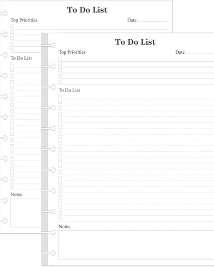 (2-Pack) Letter Size TUL Discbound To Do List Refills, 11 Disc Daily Planner Insert, 200Sheets / 400Pages To Do Paper, 100gsm White Paper, 8.5'' x 11''