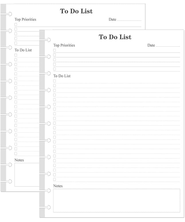 (2-Pack) Letter Size TUL Discbound To Do List Refills, 11 Disc Daily Planner Insert, 200Sheets / 400Pages To Do Paper, 100gsm White Paper, 8.5'' x 11''