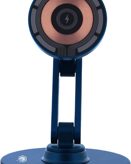ClikDock Cell Phone Magnetic Wireless Charger Stand, 360° Spin, Aluminum Construction, Compatible with MagSafe Phones for iPhone & Andriod (Navy)