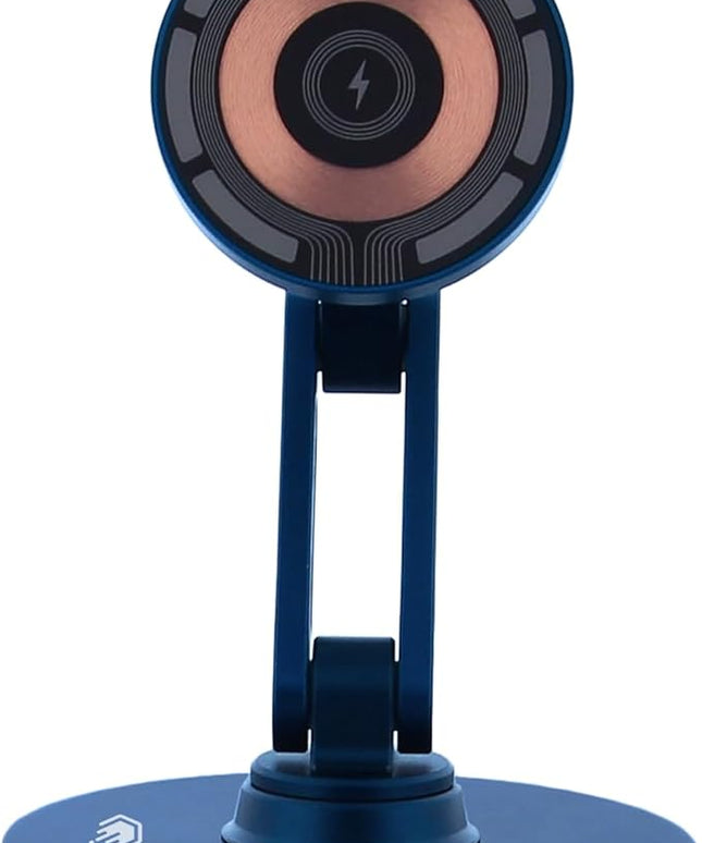 ClikDock Cell Phone Magnetic Wireless Charger Stand, 360° Spin, Aluminum Construction, Compatible with MagSafe Phones for iPhone & Andriod (Navy)