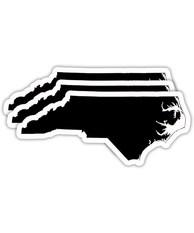 (3PCS) North Carolina Map Stickers, US State Waterproof Vinyl Decals for Tumblers, Water Bottles, Laptops, Books, Scrapbooks, Great for North Carolina Lovers, 3 x 1.3 Inch