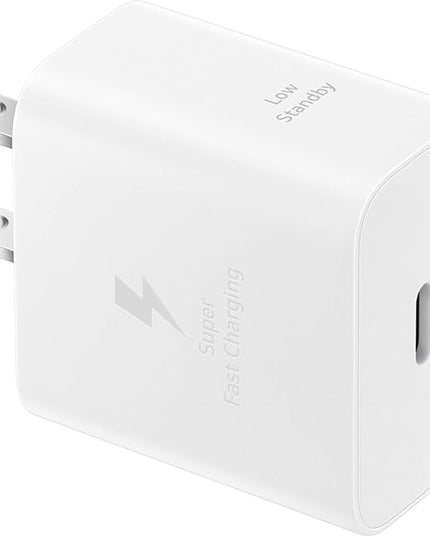 SAMSUNG 25W Wall Charger Power Adapter with Cable, Super Fast Charging, Compact Design, Compatible with Galaxy and USB Type C Devices, White