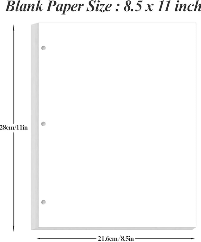 (3-Pack) A4 Blank Paper Refills, 300Sheets / 600Pages Print/Loose-Leaf Paper, 3-Hole, 100gsm, White, 8.5'' x 11''