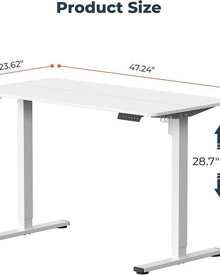 Adjustable Stand Up Desk Standing Desk, 47x24 Inches Home Office Desk with Memory Preset, Computer Workstation Sit Stand Desk Splice, White