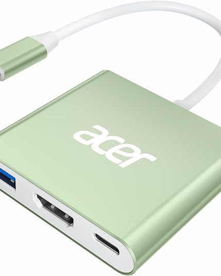 Acer USB C to HDMI Adapter, 4K USB C Hub with 100W PD, USBA 3.0 Port, HDMI to USBC Multiport Digital AV Converter for MacBook Pro/Air, iPad, Tablets, TV, Monitor and More (Green)
