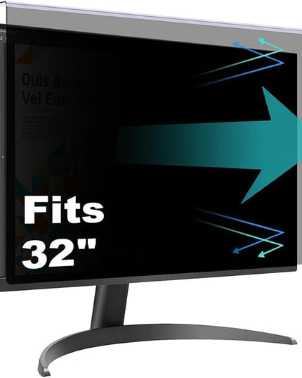 Pozlle 32 Inch Hanging Computer Privacy Screen Protector Shield Compatible for 16:9 Widescreen Desktop Monitor - Anti-UV & Blue Light Filter - Hanging Design for Easy On/Off