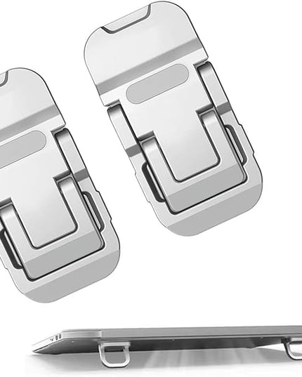 2PCS Laptop Stand, Portable Laptop Cooling Pad, Foldable Metal Keyboard Stand, Mini Keyboard Pillar (Silver,Two Gears)
