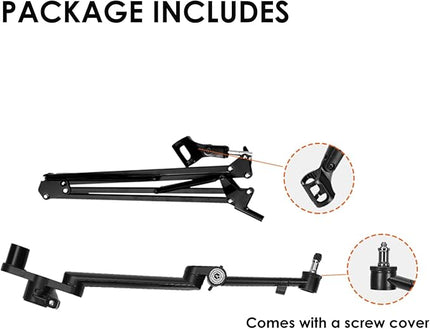 TARION Modular Desktop Arm Set - 18"/45 cm Adjustable Arm with Spigot Mount for COB Lights + 29.4"/75 cm (Max) Mic Boom Stand for Microphone Compatible with 35 mm Rods - Titanrig Arm Y