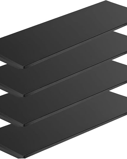Eastern Tree 4 Packs Gondola Shelves 47 1/4”L x 13 1/2”W for Industrial Grade Black Pegboard Display Stand, 4 Shelves for Gondola Units with 8 Pieces Supply Arms