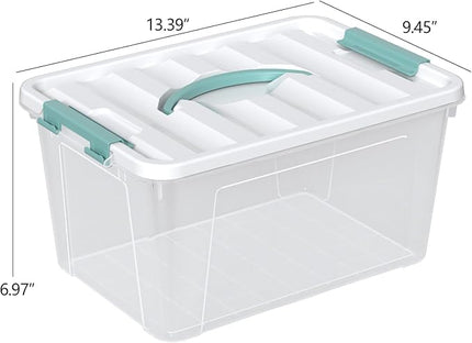 Readsky 4 Packs Clear Storage Latch Box Plastic, 14 Quart Plastic Storage Bin with Lid and Handle