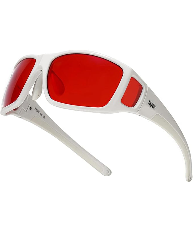 TIJN Sonia Sleep Glasses for Blue & Green Light Blocking,Red Lens with Dual AR Coating,Wraparound Frame for Gaming Screen