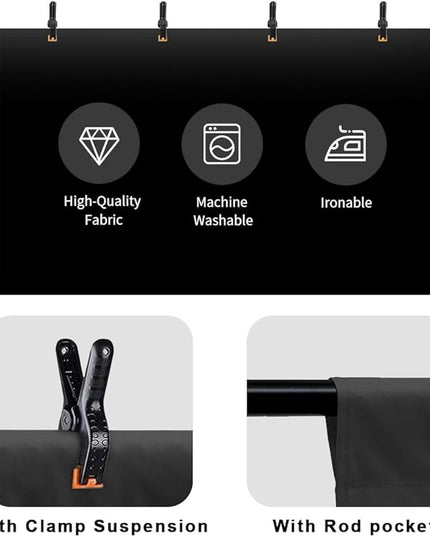 10X12ft Black Backdrop, LCUIRC Photo Backdrop Curtain Polyester Background for Portraits Pet Photoshoot and Birthday Party Halloween Decoration