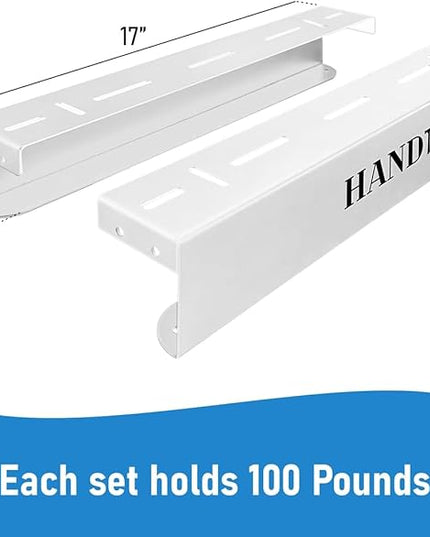 HandT USA Based Overhead Garage Storage Rack, Ceiling Tote Bin Organization Rails Shelving Racks System, Heavy Duty Hanging Metal Rack Systems for 27 Gallon Container, Supports Most Bins, 4 Sets White