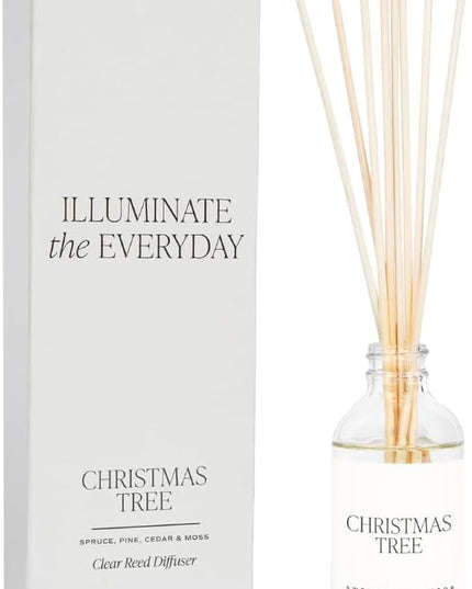 Sweet Water Decor Christmas Tree Reed Diffuser Set - Spruce, Pine Needles, Cedar, and Moss Scented Diffusers - Scent Diffusers for Home, Long Lasting Fragrance, Made in The USA