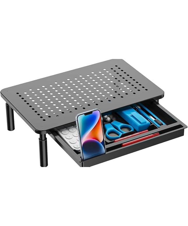 Laptop/Monitor Stand, Tablet Screen, Sturdy Metal Printer Laptop Stand, Adjustable Height with Storage Drawer, Suitable for Monitors/laptops/Tablets.