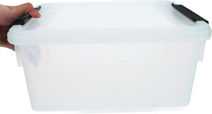 VILLCASE Transparent File Organizer Box with Lid Office Document Storage Container for Files Stationery and Small Items Clear Desktop Organizer for Quick Identification and Long-term Use