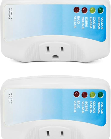 QWORK Voltage Protector 2-Pack for Major Appliances, 120V 1400W, Surge & Voltage Fluctuation Protection for Air Conditioners, TV/PC, Freezers