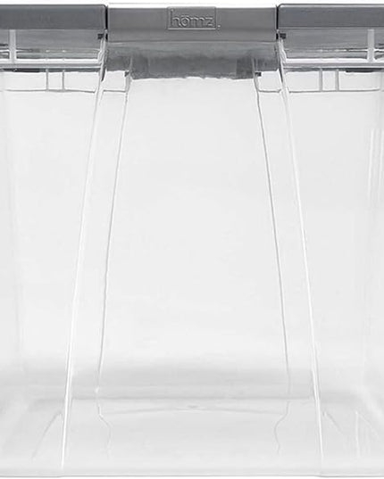 HOMZ 2-Pack Secure Latch, Clear Plastic Storage Organizer Bins, 64 Quart, Gray Lid - Heavy-Duty Container Boxes with Lids for Home, Office, and Garage