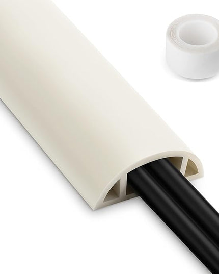 Cord Hider Floor, 3FT, Beige Cord Cover Floor, Cord Protector Floor Extension Cable Cover, Soft PVC Wire Covers - Cable Management Hide Cords on Floor - Cord Cavity: 0.7" (W) x 0.4"(H)