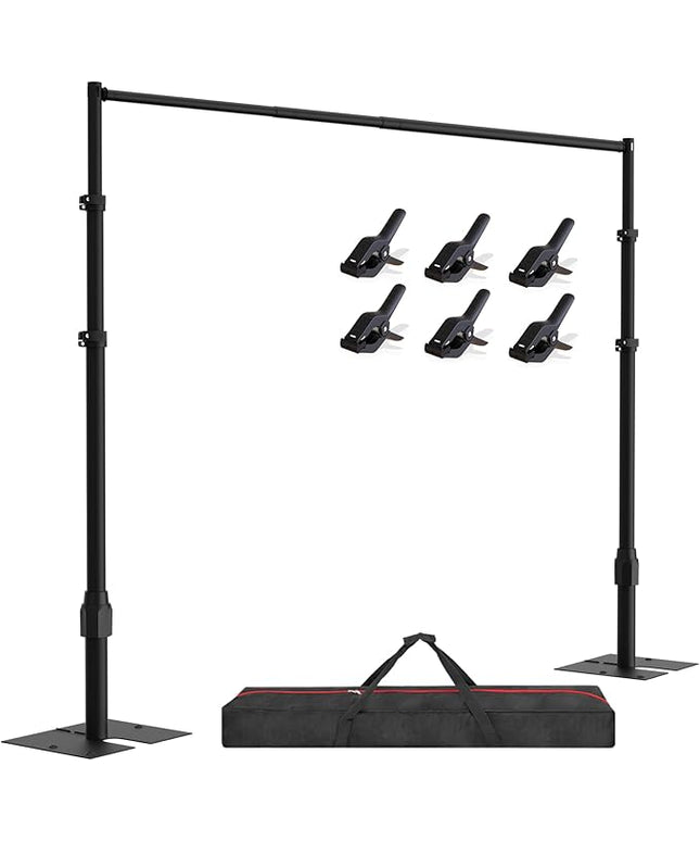 EMART Backdrop Stand Heavy Duty 10x10FT, Pipe and Drape Photo Background Photography Kit, Adjustable Metal Frame with Flat Base for Wedding Birthday Party Decoration-Black