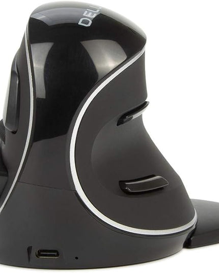 DELUX Wireless Ergonomic Vertical Mouse, Rechargeable Ergo Mouse for large Hands, Slient Click, Removable Wrist Rest, Up to 4000 DPI, 6 Buttons,2.4G Dual Mode, Compatible with Laptop/PC (M618PD-Black)