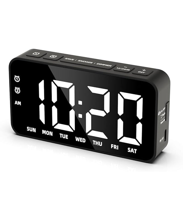 Small Digital Alarm Clocks with Rechargeable Backup Battery for Bedrooms Living Room Study Loud Bedside Desk Clock with Memory Function Dual Alarm & 3 Modes Weekends Weekdays Every Day for Kids Adults