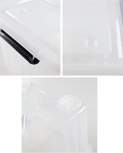 30 Quart Clear Storage Latch Bin with Lids, Clear Storage Totes with Lid, 4-Pack