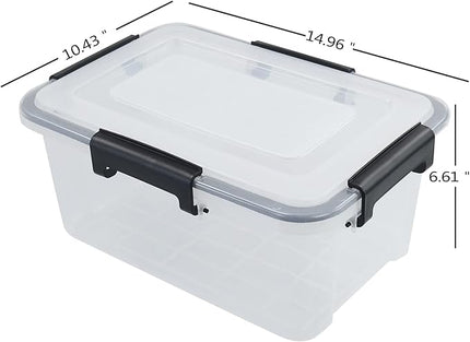 6-Pack 12 Quart Clear Storage Latching Box, Plastic Latch Box with Lid