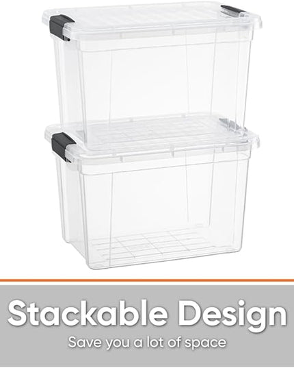 Superio Storage Bins with Lids- 6 Pack, 2.5 Qt Clear Boxes for Organizing, Stackable Plastic Containers- BPA Free, Non-Toxic, Odor Free, Organizer for Home, Office, Dorm