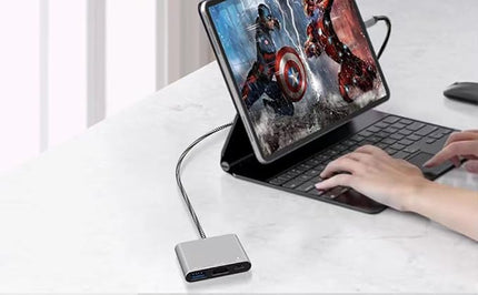 Battony USB C Multiport AV Adapter with 4K HDTV Output USB 3.0 Port, 50cm Braided Cable & USB-C Fasting Charging Port,Compatible for MacBook Pro Air M1 M2 Pad Pro iMac and Other Type C Devices