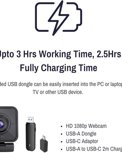 Project Telecom 1080p Wireless Webcam with Microphone – USB PC Camera for Laptop & Desktop Full HD Streaming Web Camera for Video Calls, Zoom, Remote Meetings – Plug & Play USB Web Cam