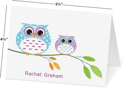 Current Owl Always Love You Personalized Note Cards - 24 Cards with White Envelopes, 4¼ x 5½ Inch Size, Blank Stationery, Add Names or Text, For Thank You Notes, Invitations, & Announcements