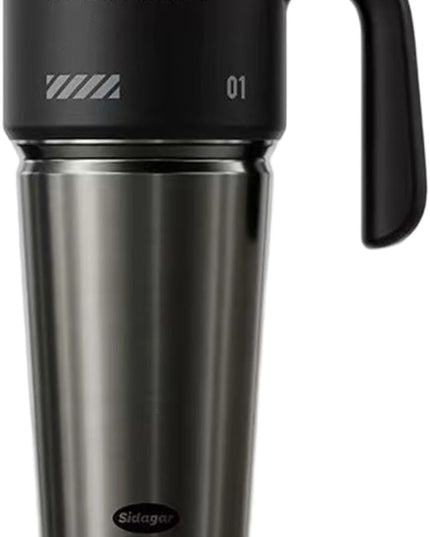 32 oz Tumbler with Handle and Straw, Vacuum Insulated Stainless Steel Travel Mug with Push-button Lid, Double Wall Coffee Cup, Fits in Cup Holder - Obsidian Black
